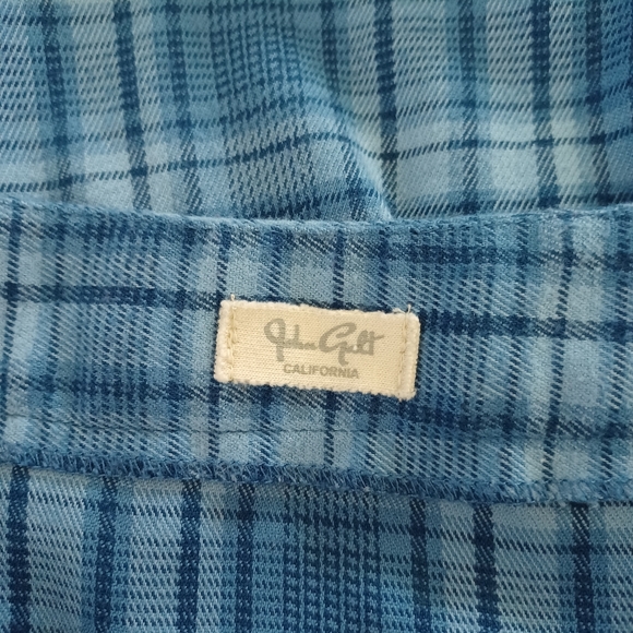 John Galt Blue Plaid Wrap Front Skirt - Picture 3 of 7